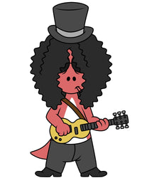 Allosaurus playing guitar poster print inspired by Slash.