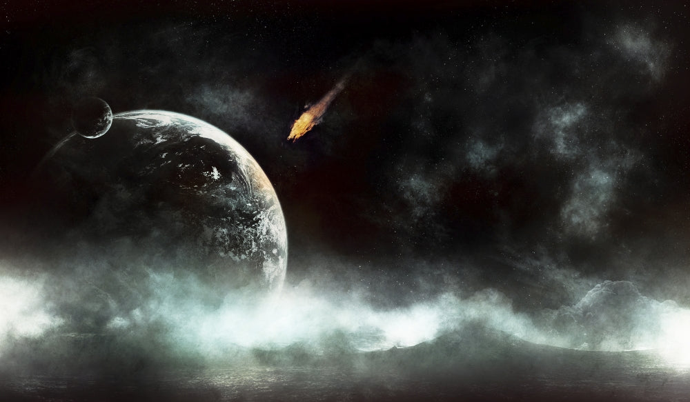 Asteroid Impact Concept Art Poster Print showcasing an abandoned planet.
