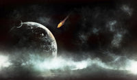 Asteroid Impact Concept Art Poster Print showcasing an abandoned planet.