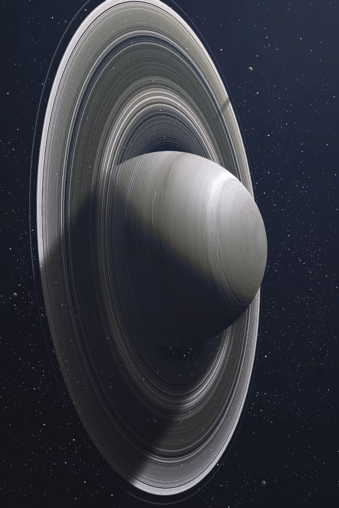 Illustration of Saturn with rings and satellites - Poster Print