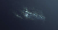 Lonely Earth-like planet with moons and nebula poster print.