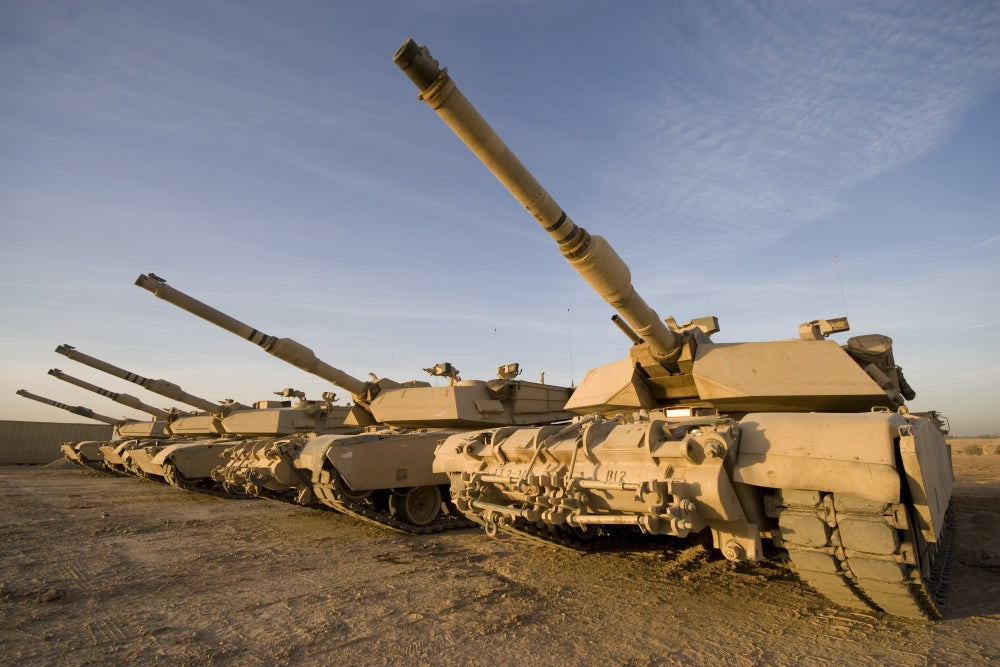 M1 Abrams Tanks at Camp Warhorse in Baqubah, Iraq Poster Print