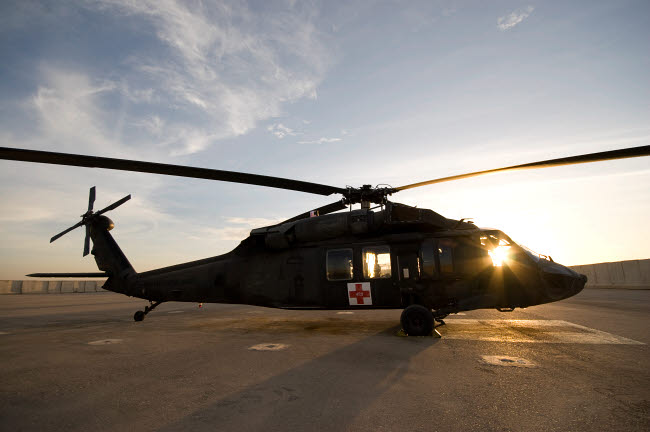 UH-60 Blackhawk Medivac helicopter on flight deck poster print