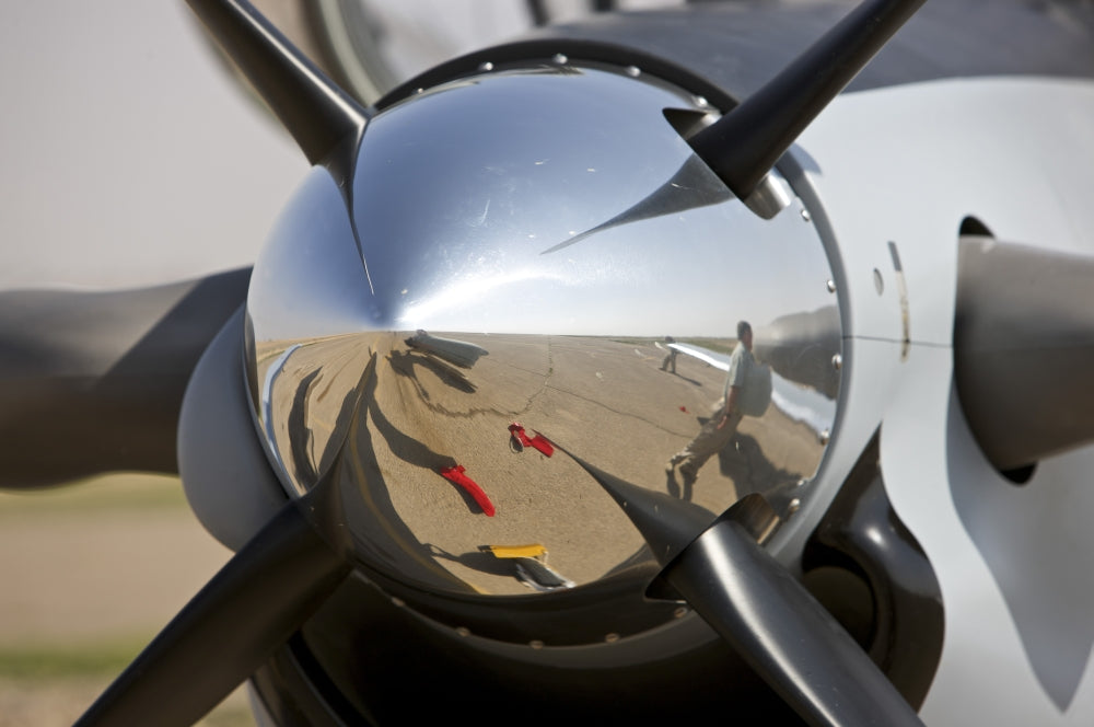 Close-up view of the propeller of an Iraqi Air Force T-6 Texan trainer aircraft poster print.