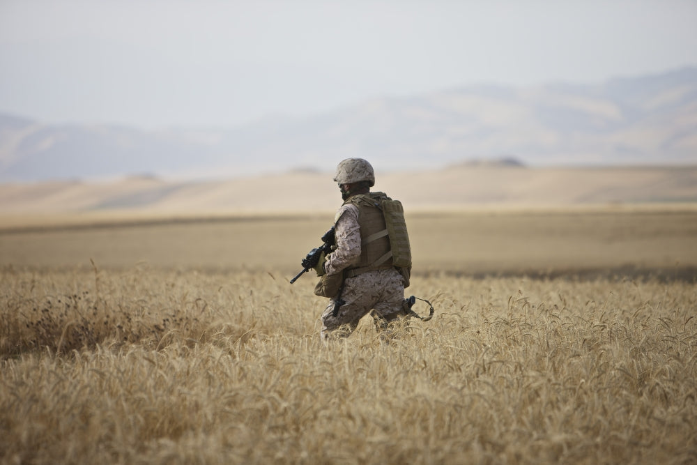 U.S. Marine patrols wadi near Konduz, Afghanistan poster print.