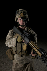 Portrait of a U.S. Marine wearing night vision device poster print.