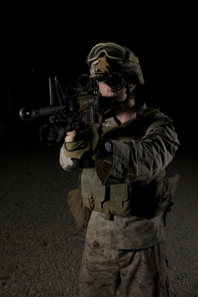Portrait of a U.S. Marine wearing night vision device poster print