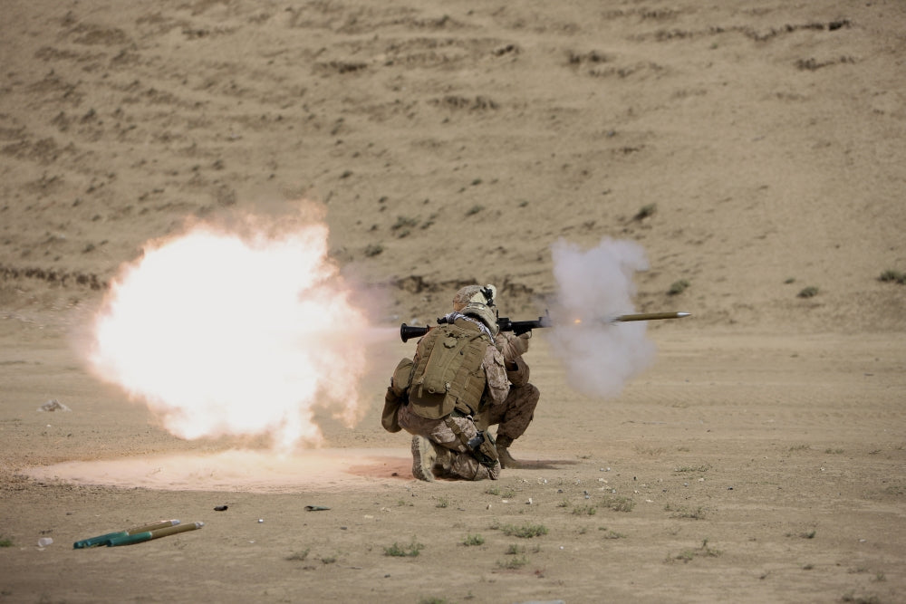 U.S. Marine firing RPG-7 in Afghanistan poster print