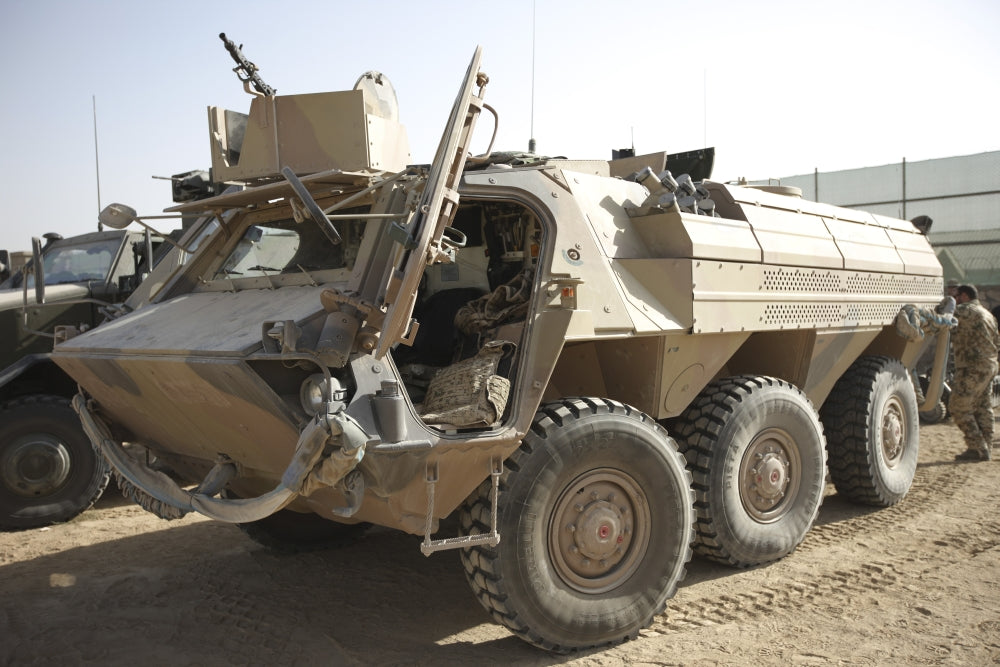 TPz Fuchs armored personnel carrier patrols Kunduz Plateau poster print