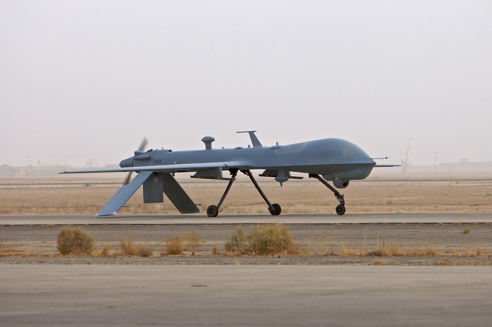 MQ-1 Predator unmanned aerial vehicle taxiing at COB Speicher, Tikrit, Iraq during Operation Iraqi Freedom.