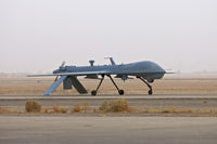 MQ-1 Predator unmanned aerial vehicle taxiing at COB Speicher, Tikrit, Iraq during Operation Iraqi Freedom.