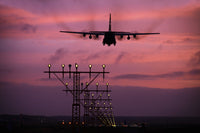 C-130J Super Hercules landing at Ramstein Air Base Poster Print