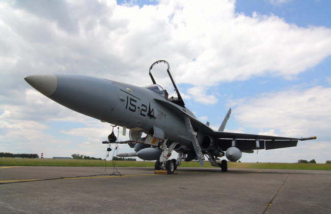 Spanish F-18M aircraft at Lechfeld Airfield Poster Print
