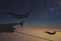 Eurofighter Typhoon aircraft refueling from an A310 Tanker poster print
