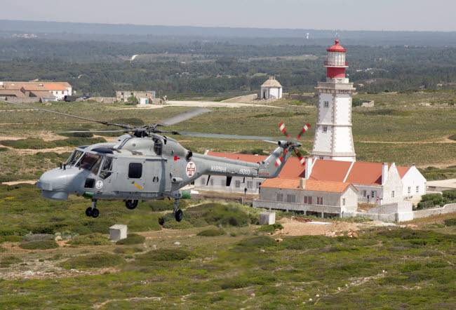 A Sea Lynx helicopter of the Portuguese Navy poster print showcasing vibrant colors and detailed design.