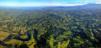 Nadi River aerial view poster print showcasing Fiji's landscapes with Sleeping Giant mountains.