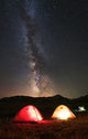 Glowing Tents Under the Milky Way in the Mountains of Russia Poster Print