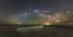 Milky Way arch over Lake Elton salt lake in Russia poster print.