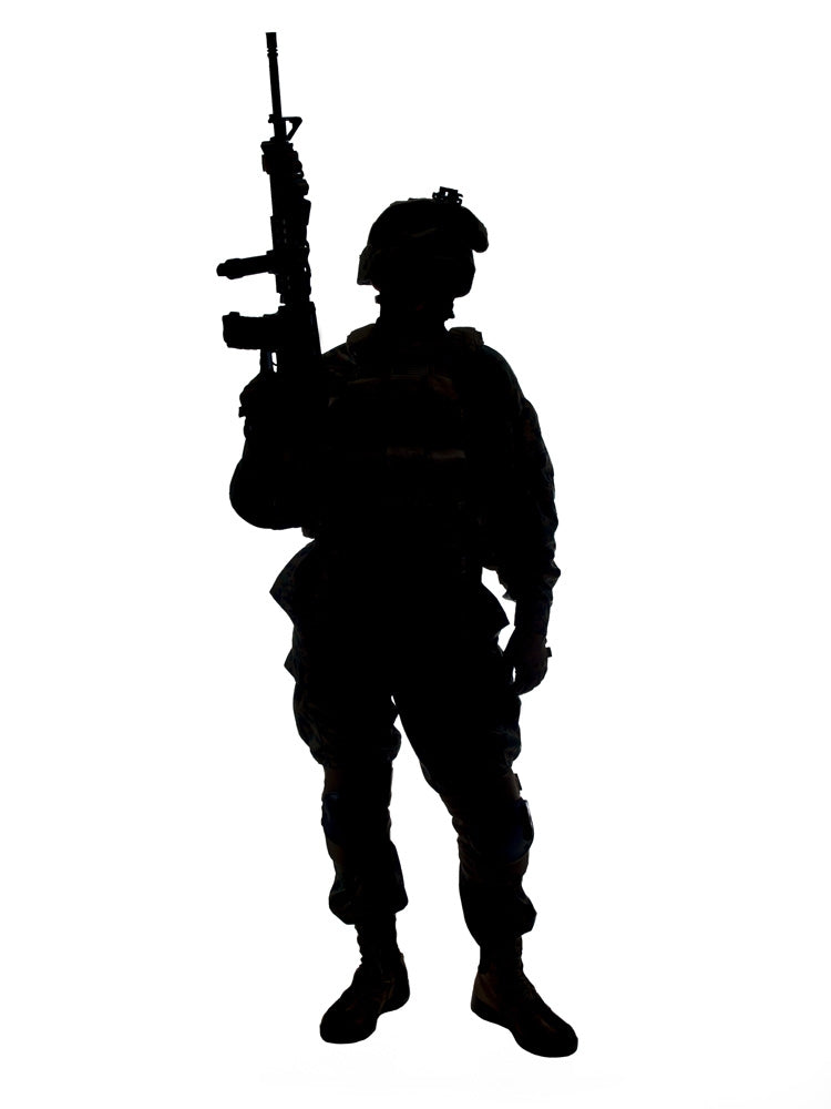 Silhouette of U.S. soldier with rifle poster print by Oleg Zabielin.
