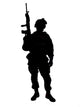 Silhouette of U.S. soldier with rifle poster print by Oleg Zabielin.