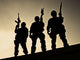 Silhouettes of S.W.A.T. officers holding guns poster print by Oleg Zabielin