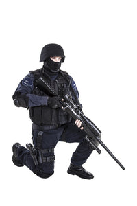 SWAT team officer with sniper rifle poster print by Oleg Zabielin.