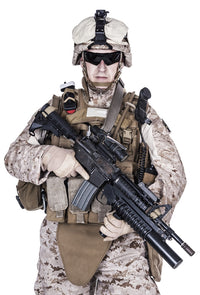 U.S. Marine with Assault Rifle Poster Print by Oleg Zabielin