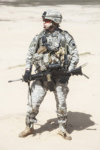 Portrait of United States airborne infantry corporal with machine gun poster print by Oleg Zabielin.