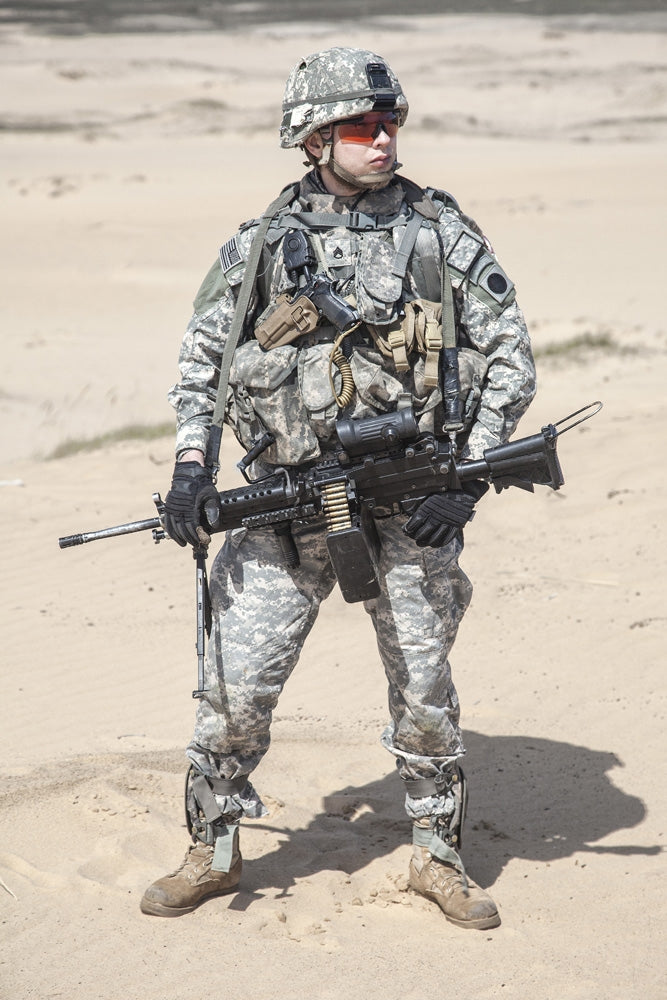 U.S. Airborne Infantry Corporal with Machine Gun Poster Print by Oleg Zabielin
