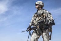 Portrait of United States Airborne Infantry Corporal with machine gun poster print by Oleg Zabielin.