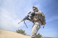 Portrait of United States Airborne Infantry Corporal with Machine Gun Poster Print by Oleg Zabielin