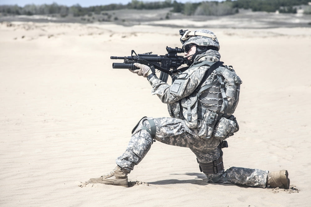 United States airborne infantryman in action poster print