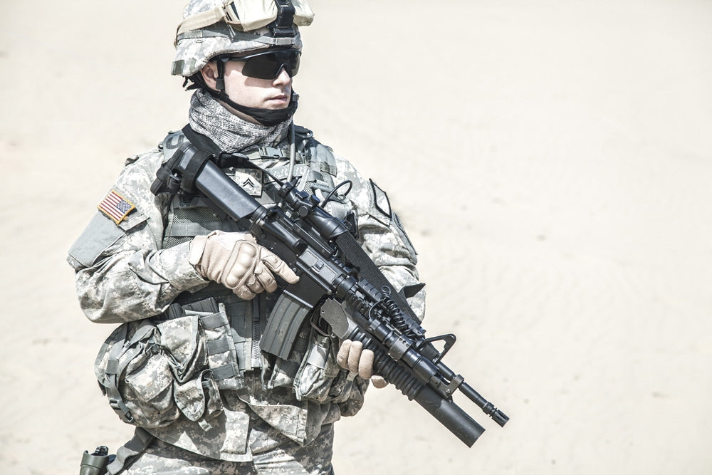 United States Airborne Infantry Corporal in camouflage uniform poster print