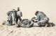 Battlefield medic saving life of injured paratrooper poster print by Oleg Zabielin.