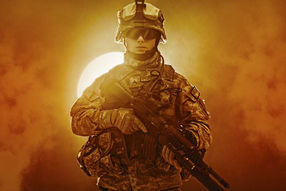 United States Paratrooper Airborne Infantry in Smoke Poster Print by Oleg Zabielin