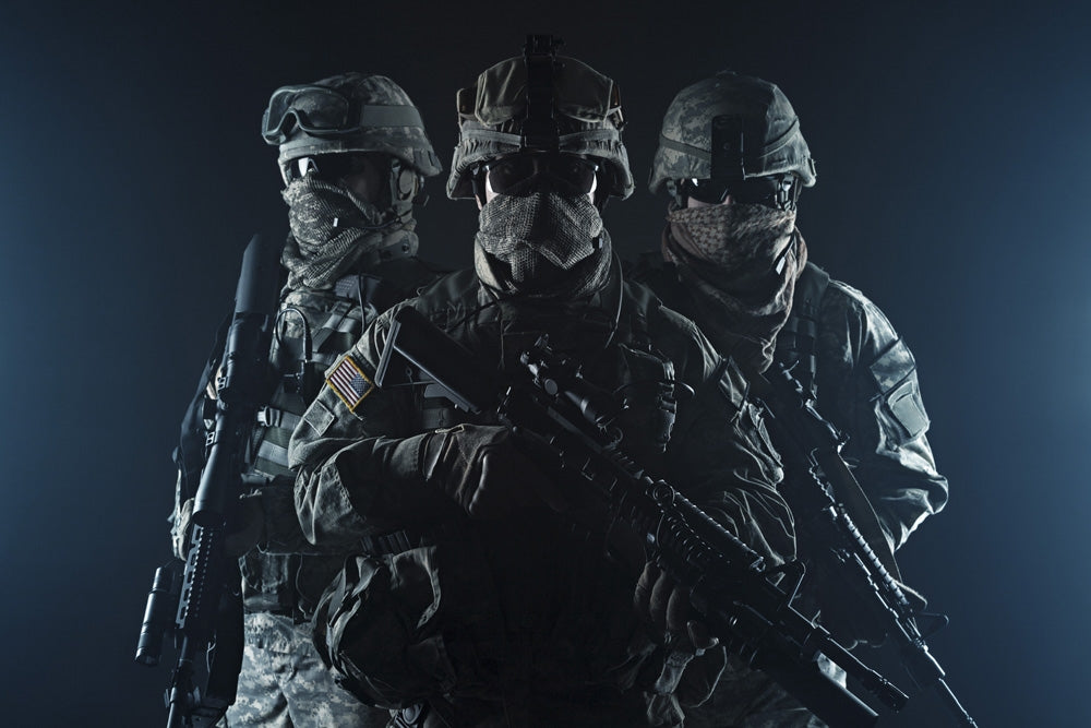 United States paratroopers airborne infantry art print by Oleg Zabielin, depicting military action in smoke.