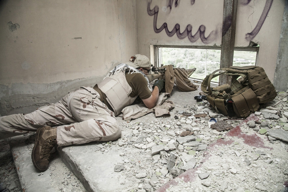Navy Seal Sniper with Rifle in Action Poster Print by Oleg Zabielin