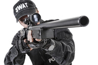 SWAT police officer in black uniform poster print by Oleg Zabielin