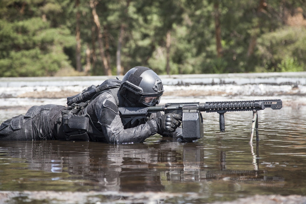 Spec Ops Police Officer SWAT in Action Poster Print by Oleg Zabielin
