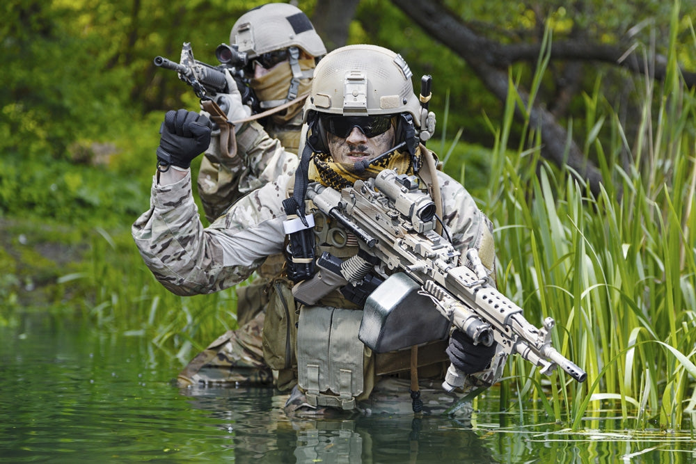 Green Berets U.S. Army Special Forces Group soldiers in action poster print