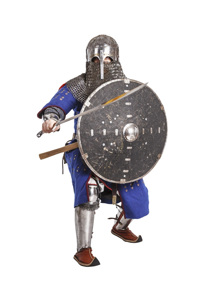 Mongol horde warrior in armor holding saber poster print