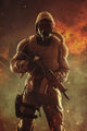 Post-Apocalypse Survivor with Weapons and Gas Mask Poster Print by Oleg Zabielin.