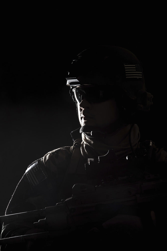 Backlit studio shot of U.S. Marine Corps Marsoc Raider poster print.