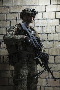 U.S. Army Ranger with machine gun and night vision goggles poster print.