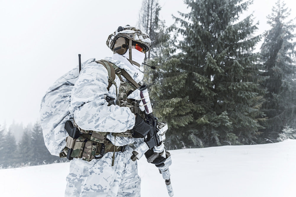 Winter Arctic Mountains Warfare Poster Print by Oleg Zabielin