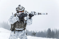 Winter Arctic Mountains Warfare Poster Print by Oleg Zabielin