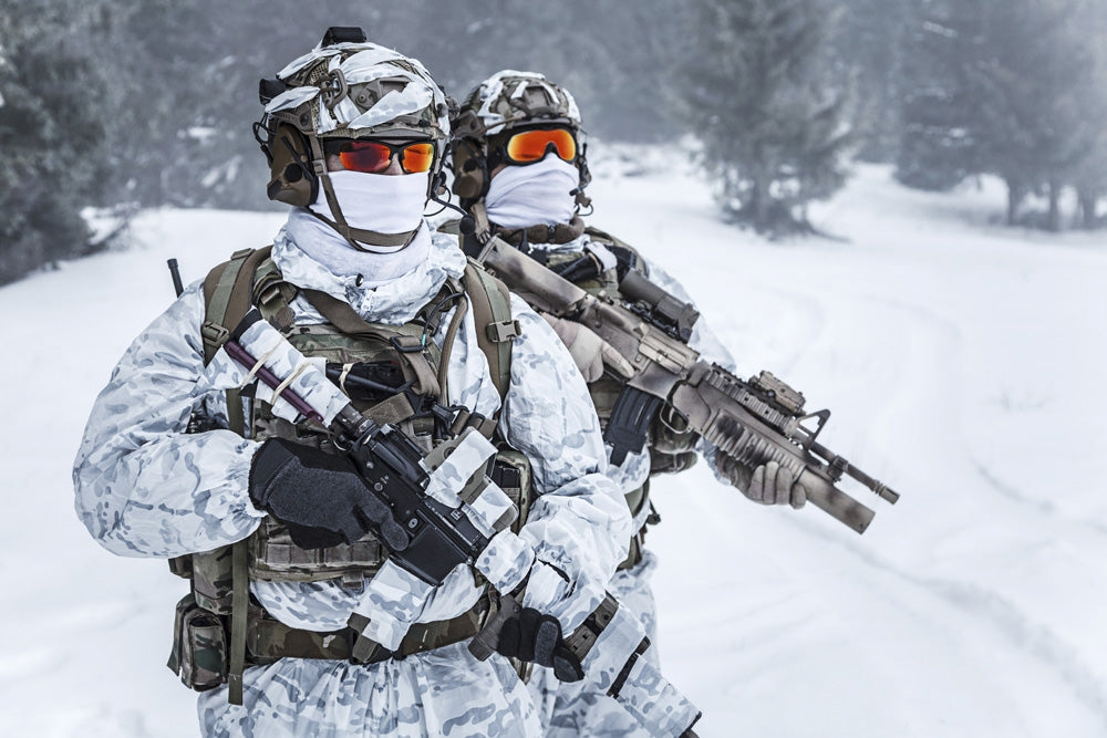 Winter Arctic Mountains Warfare Poster Print by Oleg Zabielin, showcasing dramatic winter landscape.