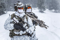 Winter Arctic Mountains Warfare Poster Print by Oleg Zabielin, showcasing dramatic winter landscape.