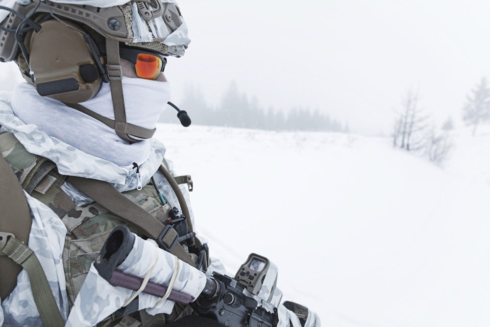 Winter Arctic Mountains Warfare Poster Print by Oleg Zabielin
