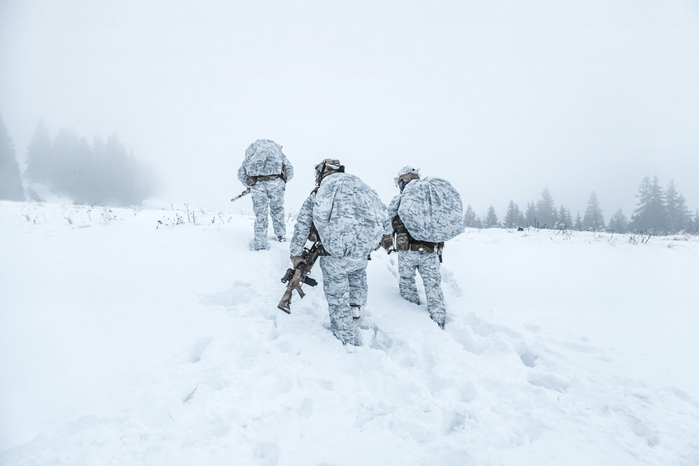 Winter Arctic Mountains Warfare Poster Print by Oleg Zabielin